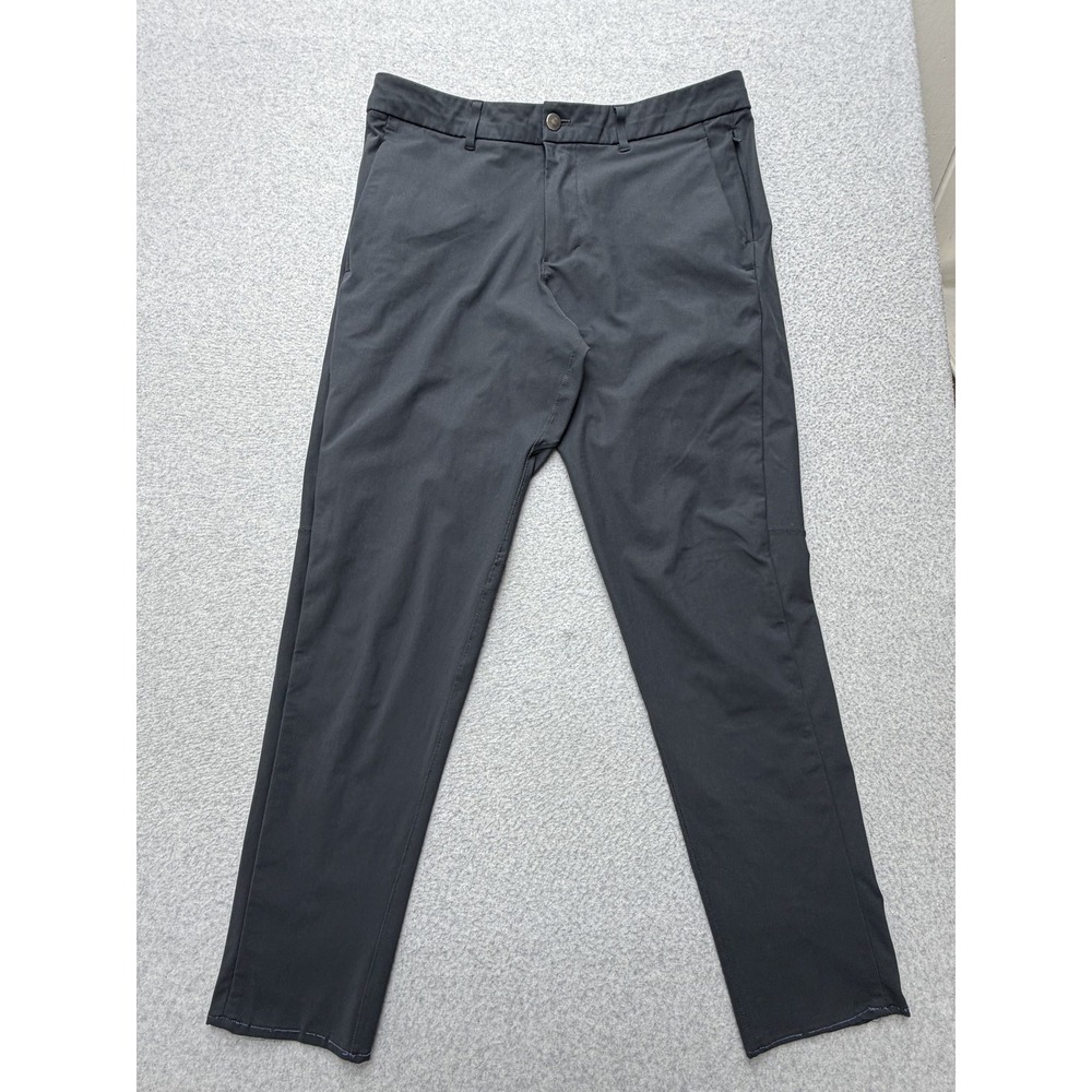 Lululemon Mens ABC Slim Fit Chino Pants Gray Stretch Microfiber 34 Actual 32x28